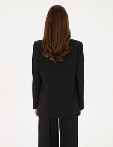 Siyah Comfort Fit Kruvaze Ceket