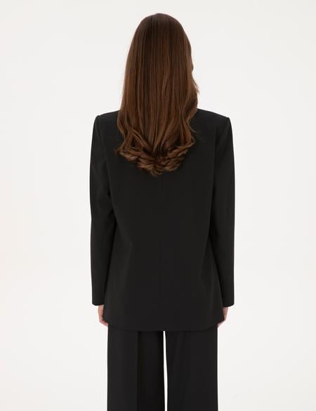 Siyah Comfort Fit Kruvaze Ceket - 50319433002