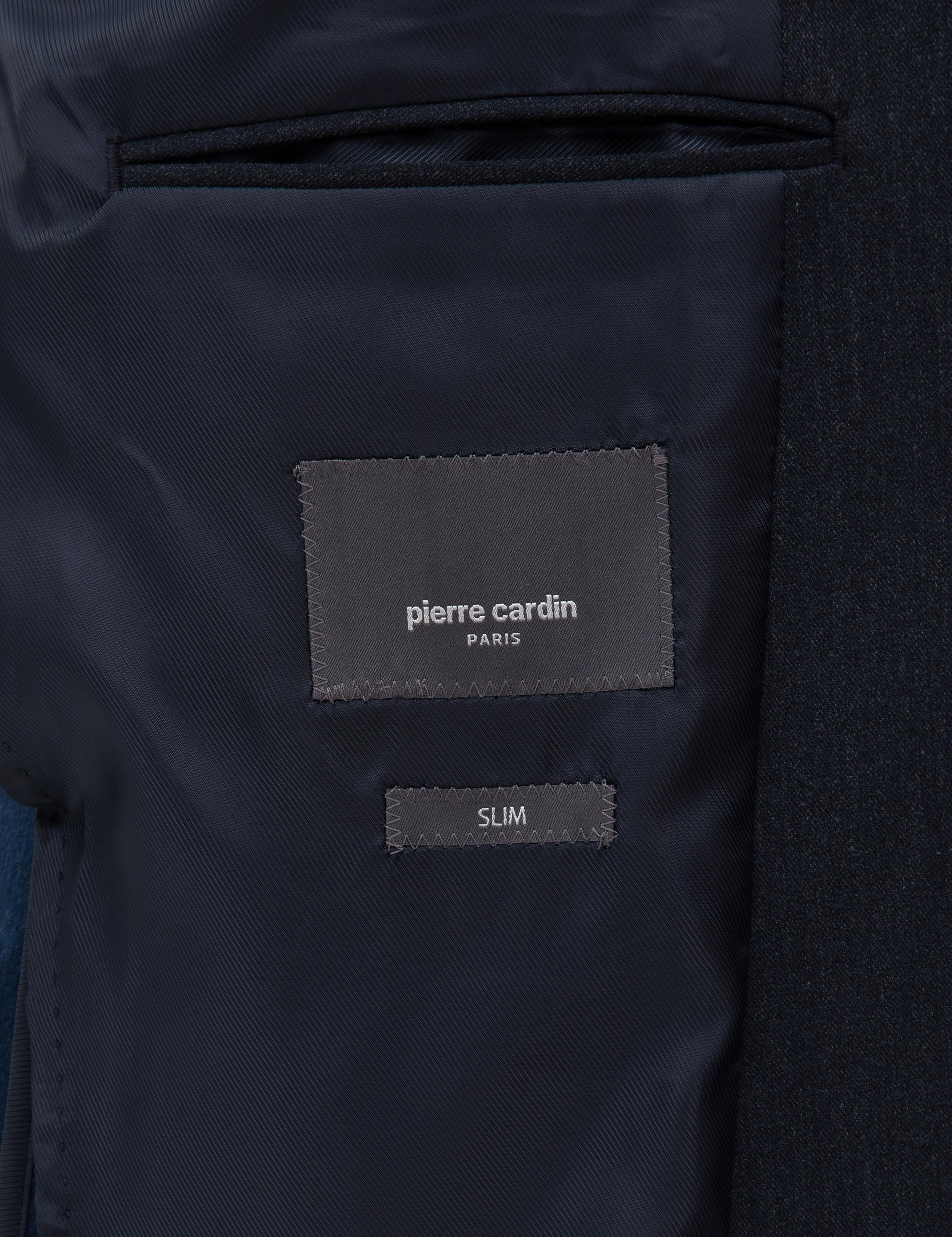 Lacivert Slim Fit Flanel Dokulu Ceket