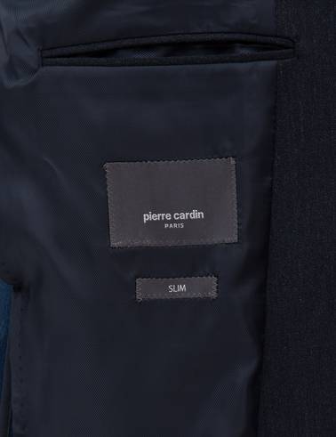 Lacivert Slim Fit Flanel Dokulu Ceket