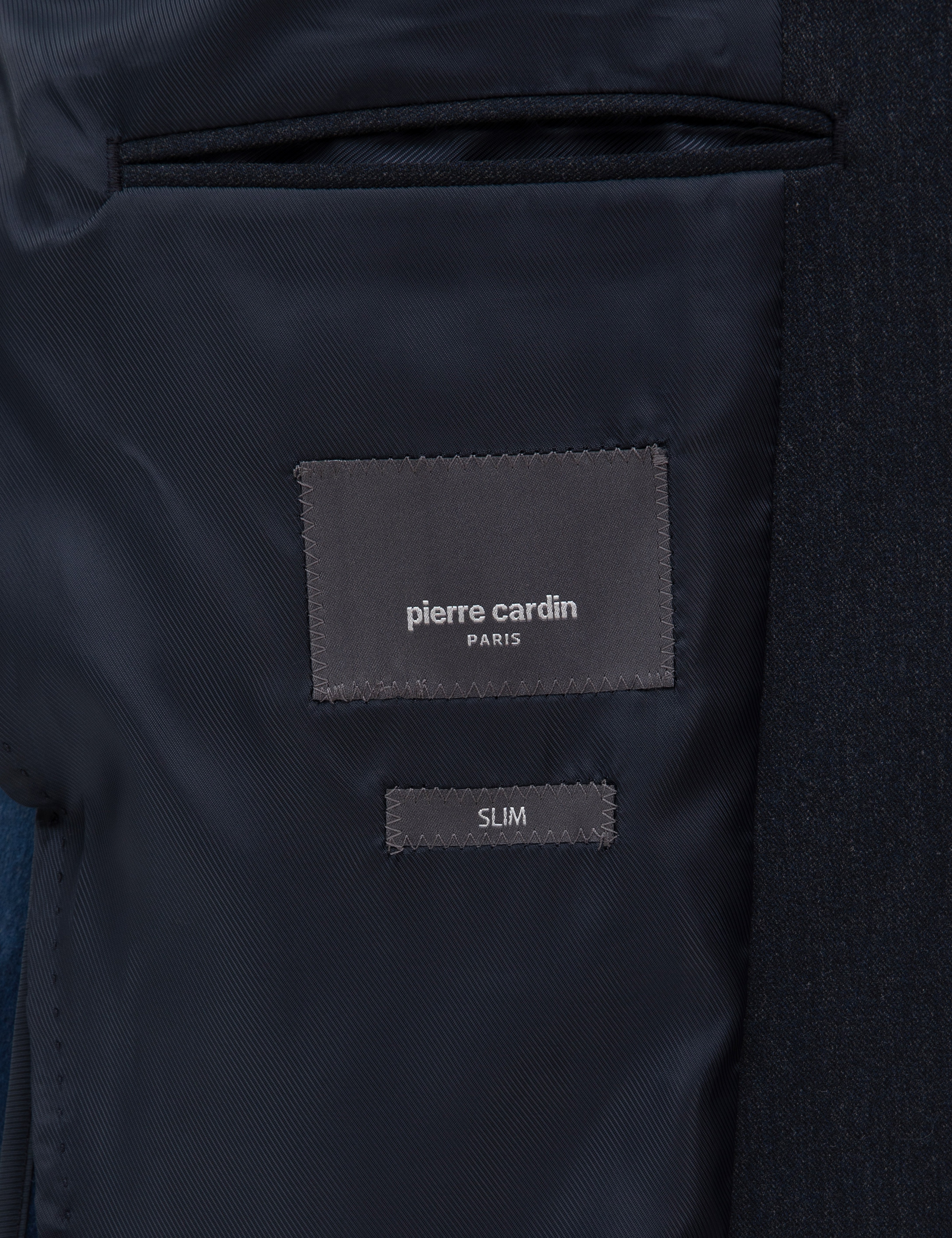 Lacivert Slim Fit Flanel Dokulu Ceket