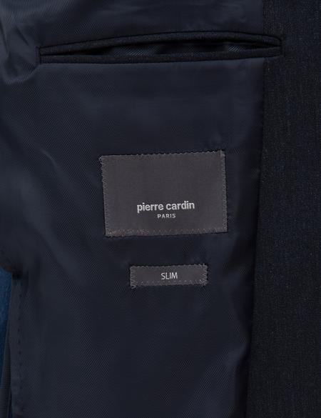 Lacivert Slim Fit Flanel Dokulu Ceket - 50317671044