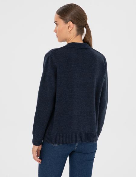 Lacivert Comfort Fit Polo Yaka Kazak - 50317226013