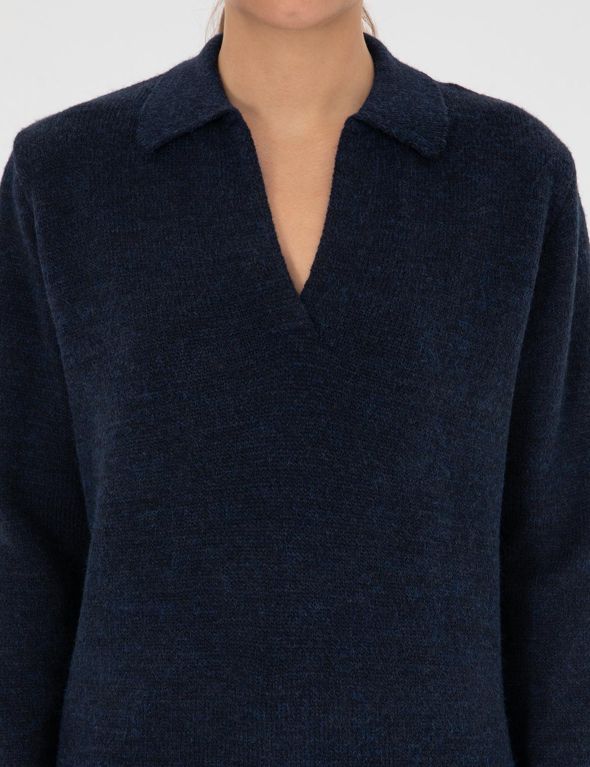 Lacivert Comfort Fit Polo Yaka Kazak - 50317226013