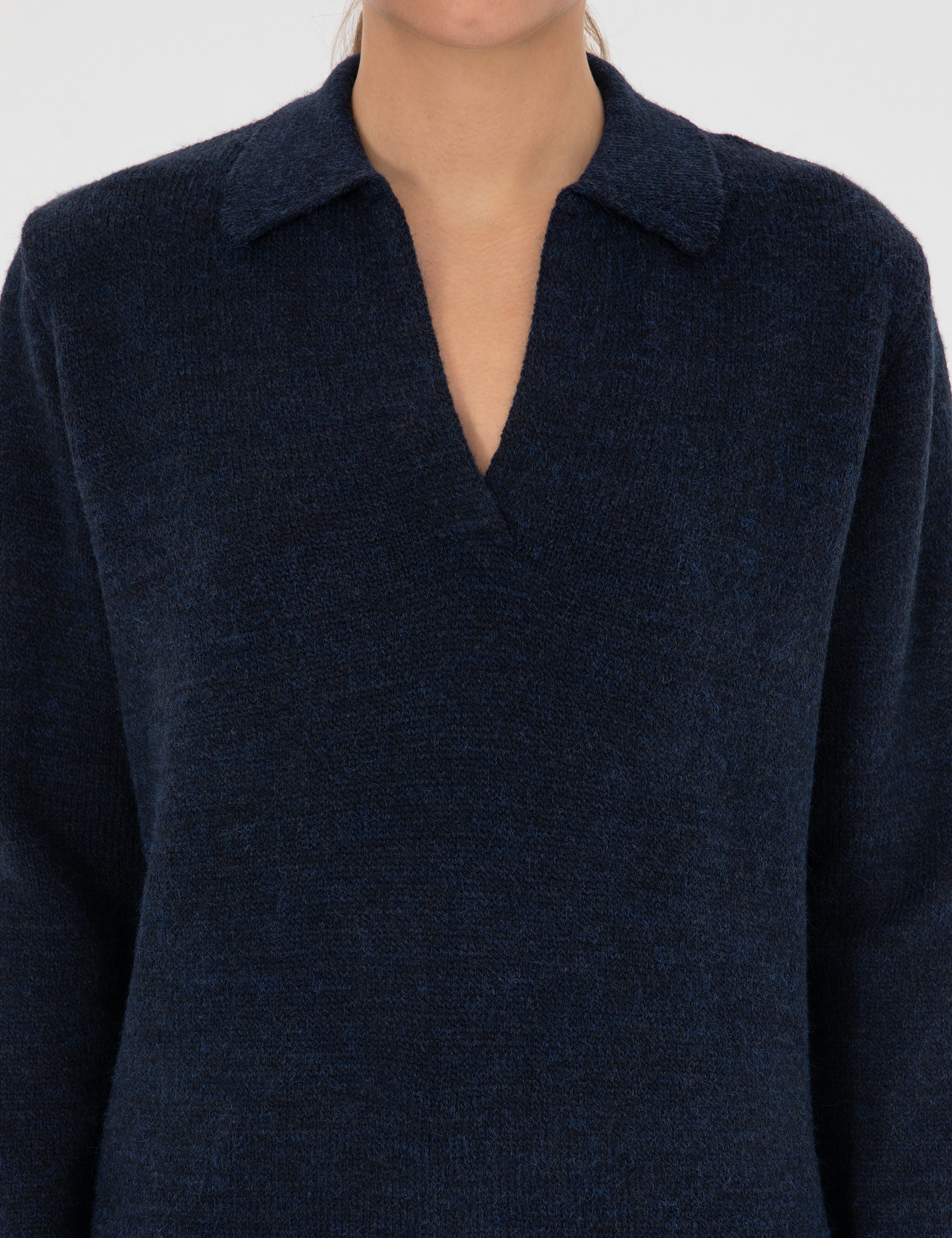 Lacivert Comfort Fit Polo Yaka Kazak