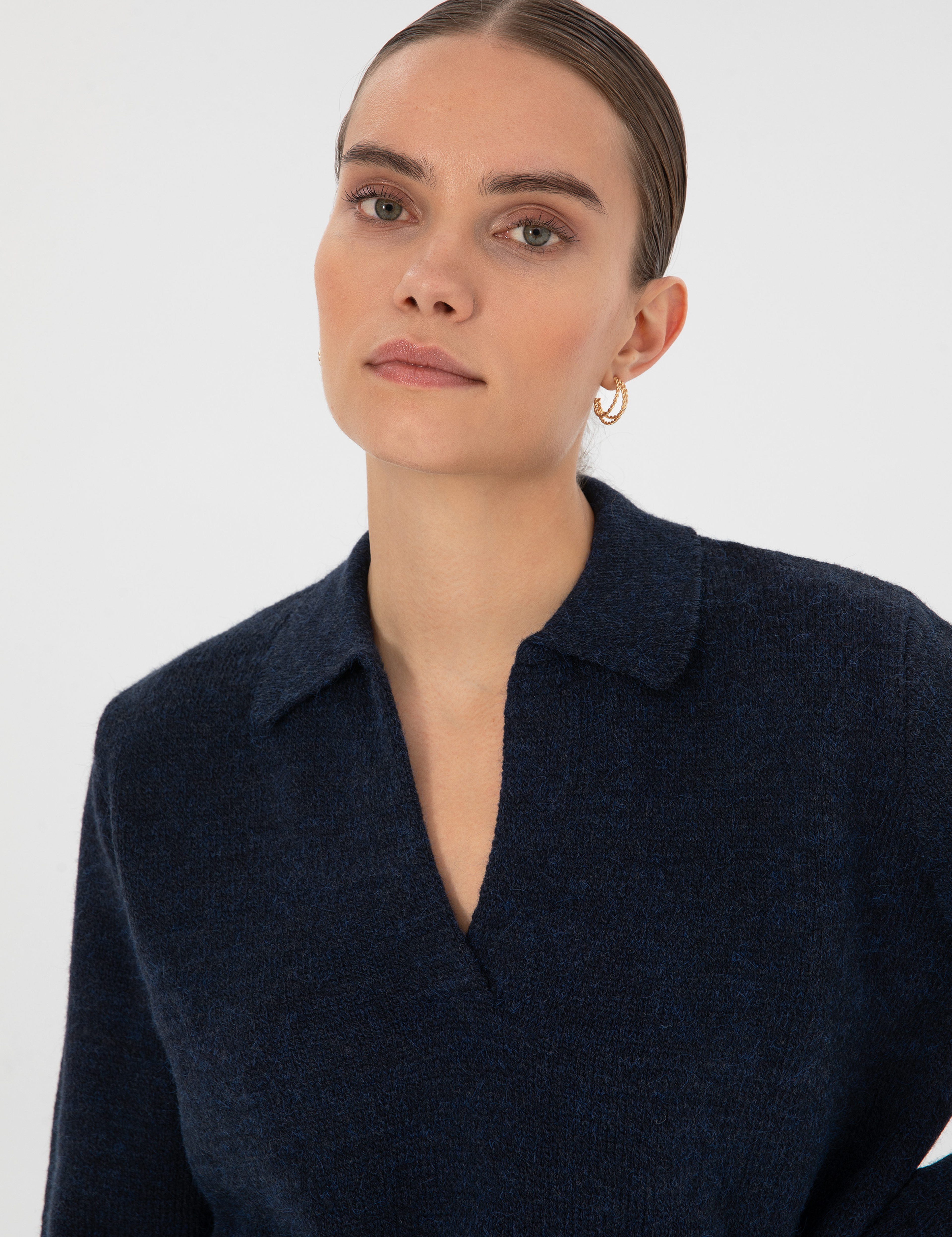 Lacivert Comfort Fit Polo Yaka Kazak
