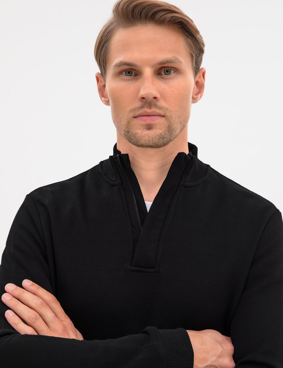 Siyah Regular Fit Sweatshirt - 50309343006