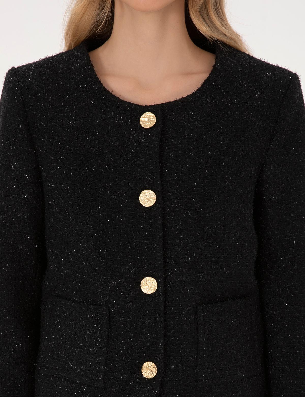 Siyah Crop Top Tüvit Ceket - 50319417017