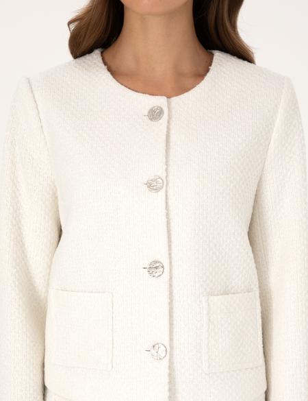 Ekru Crop Top Tüvit Ceket - 50319417005