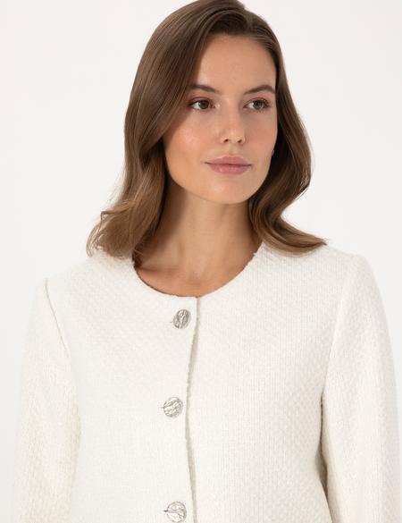 Ekru Crop Top Tüvit Ceket - 50319417005