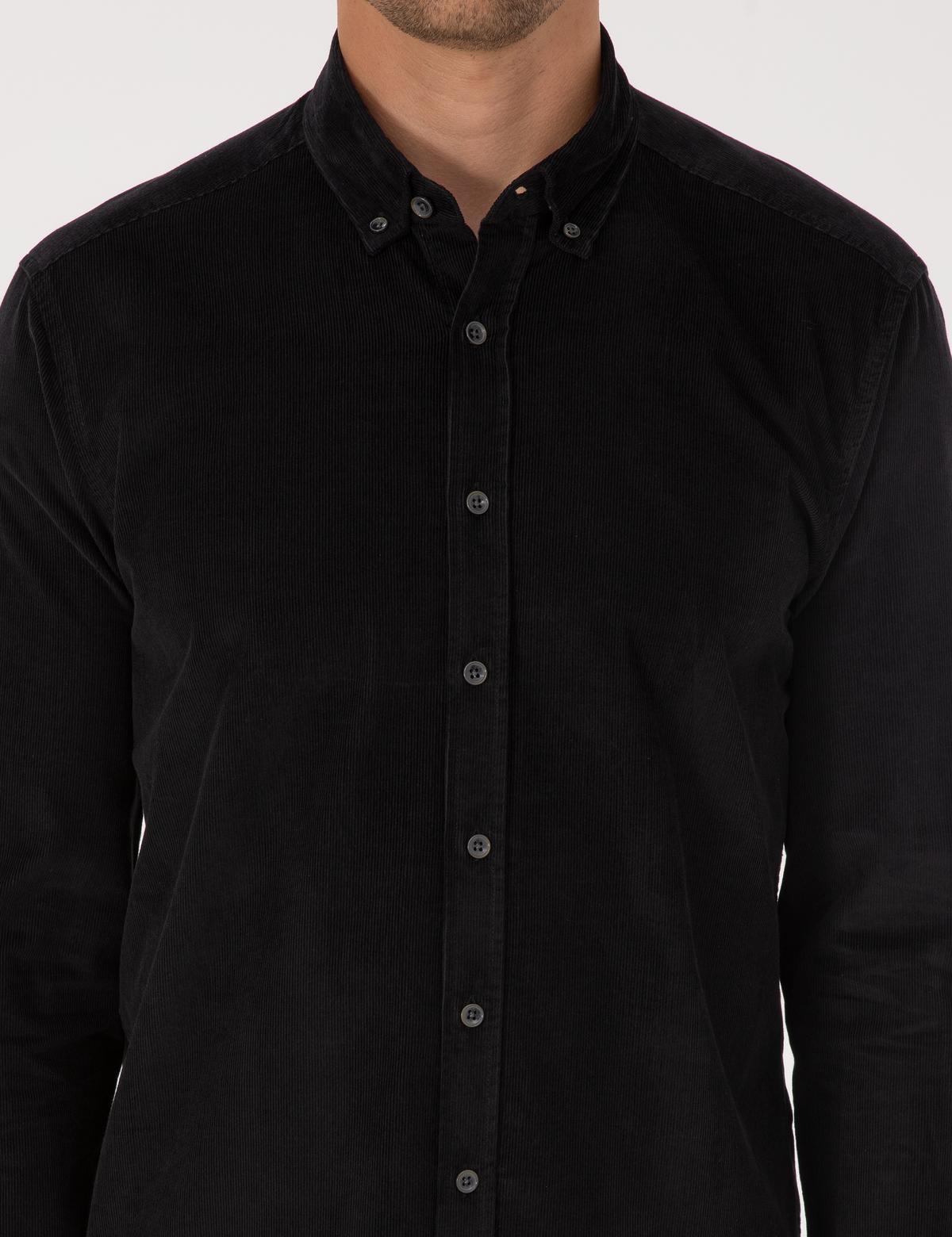 Siyah Regular Fit Uzun Kollu Gömlek - 50310139084