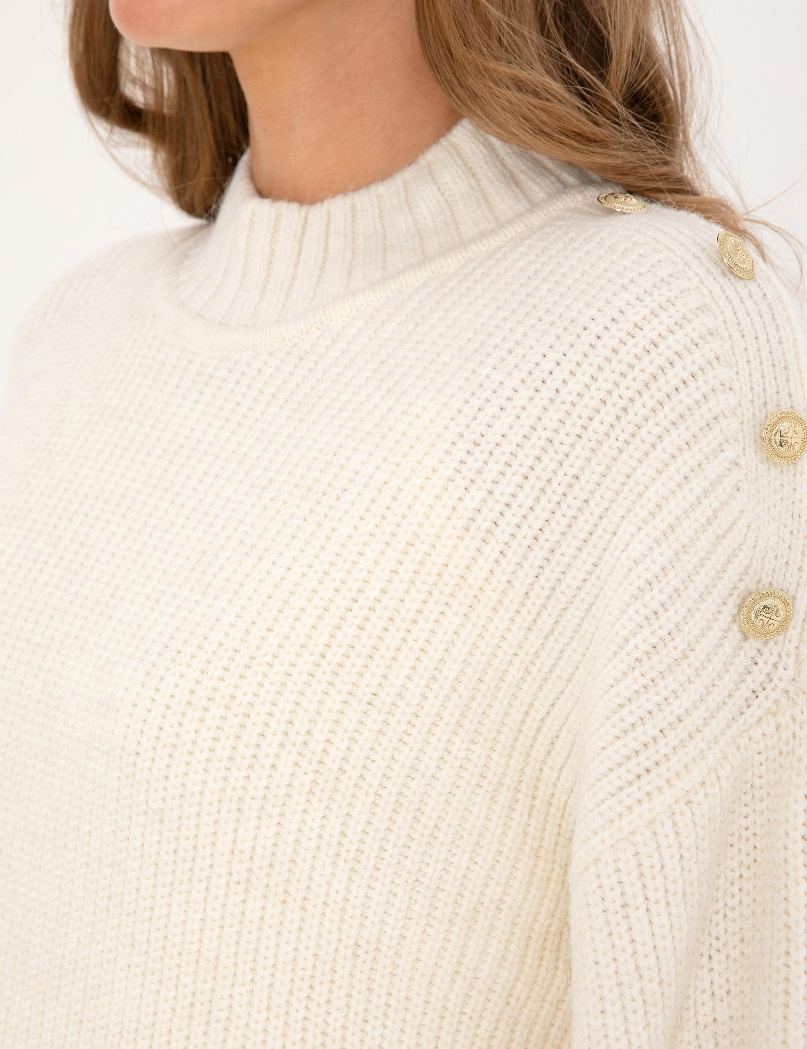 Ekru Comfort Fit Yarım Balıkçı Kazak