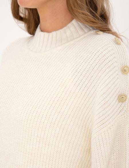 Ekru Comfort Fit Yarım Balıkçı Kazak - 50316342027