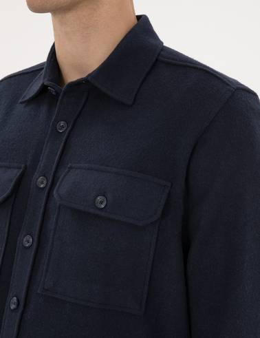 Lacivert Comfort Fit Uzun Kollu Gömlek