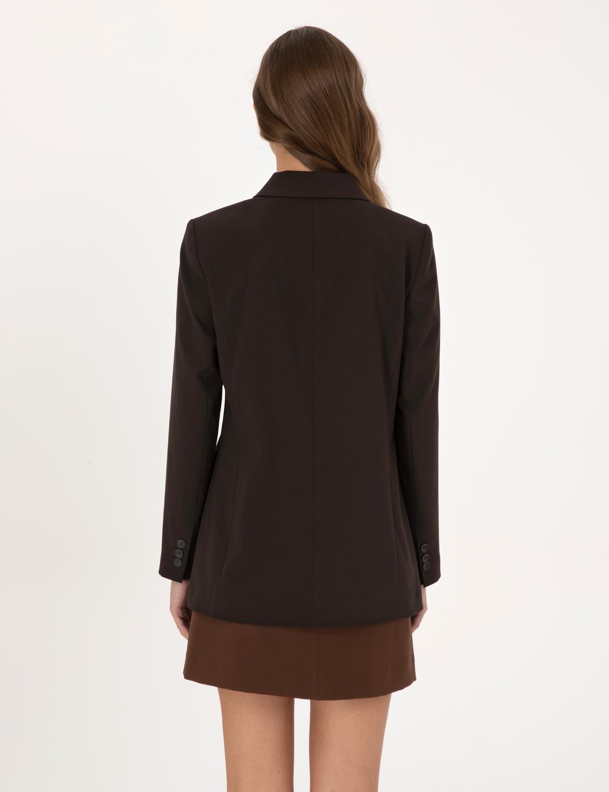 Koyu Kahverengi Regular Fit Kruvaze Ceket - 50318351007