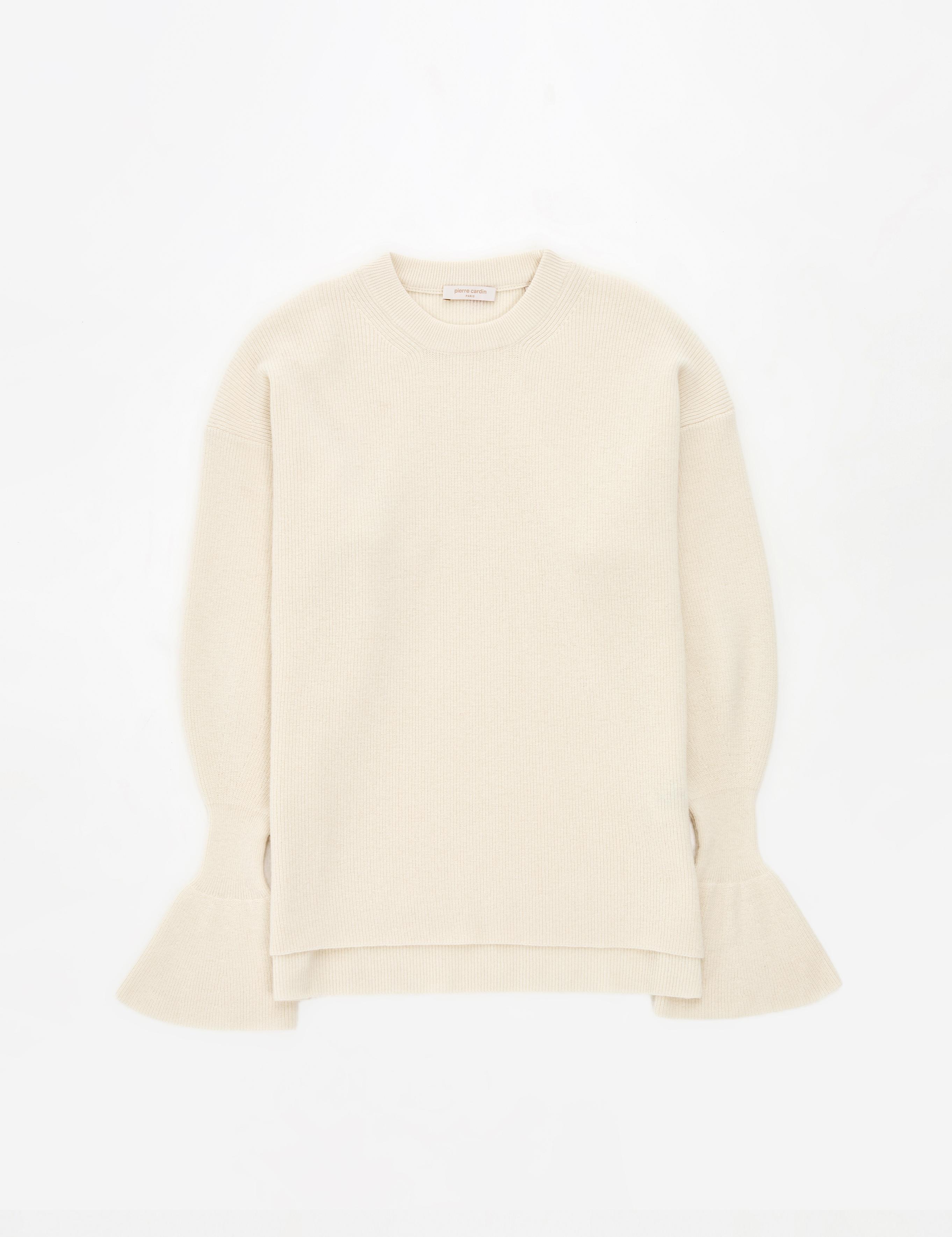 Ekru Regular Fit Yün Kazak