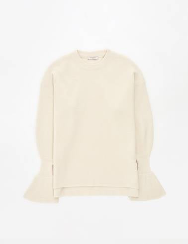 Ekru Regular Fit Yün Kazak