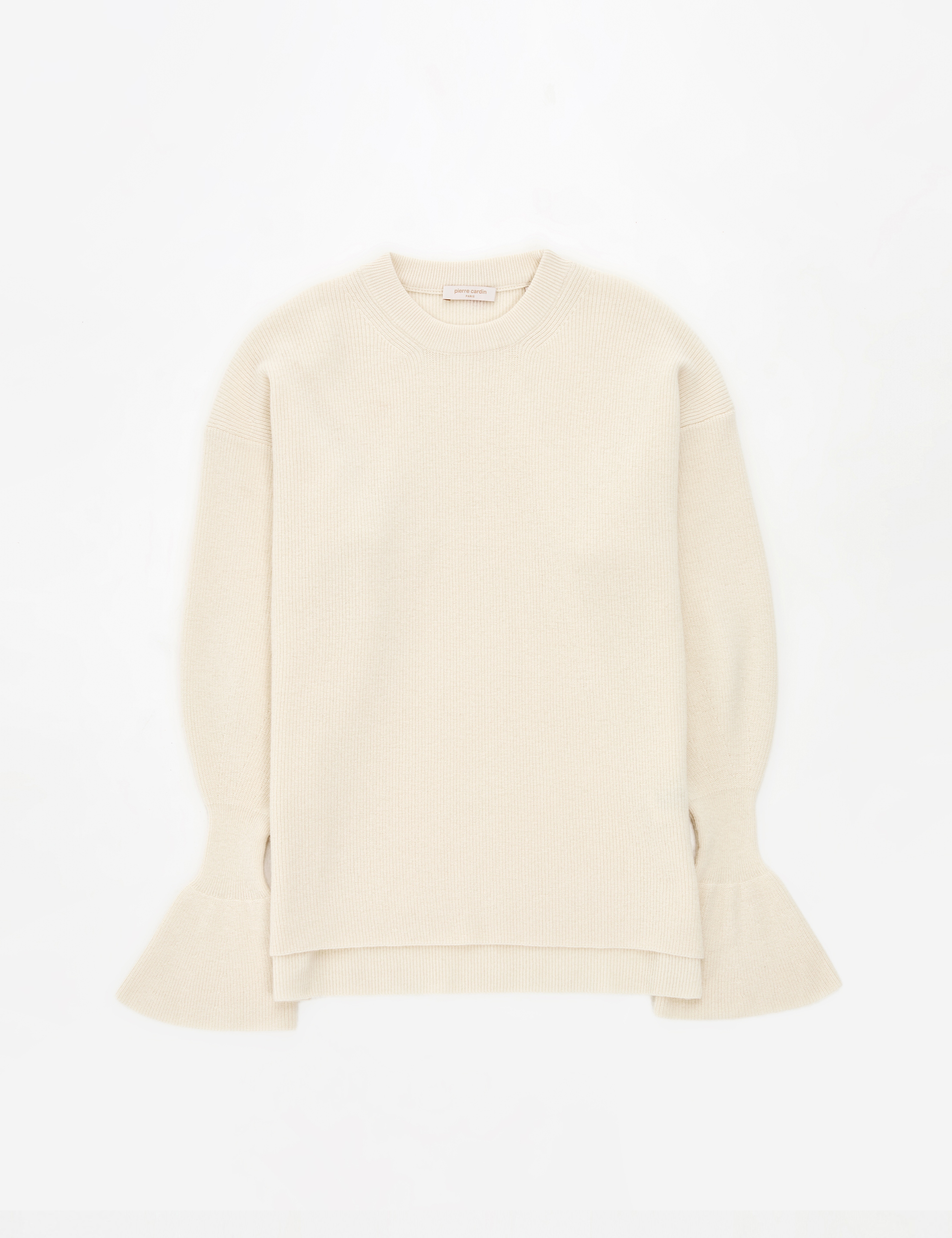 Ekru Regular Fit Yün Kazak - Image 6