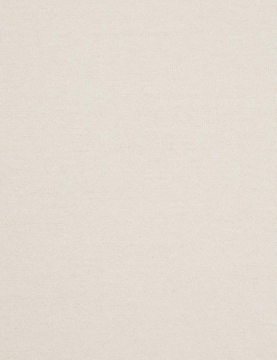 Ekru Slim Fit Bisiklet Yaka Basic Kazak