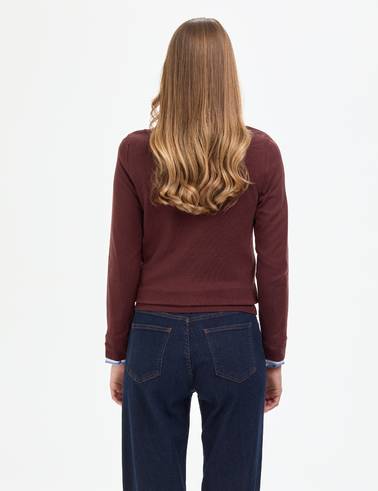 Kahverengi Slim Fit Bisiklet Yaka Basic Kazak