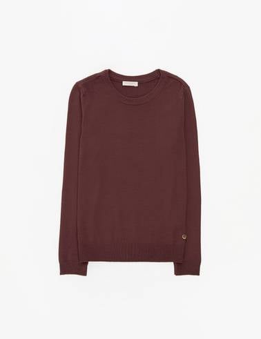 Kahverengi Slim Fit Bisiklet Yaka Basic Kazak