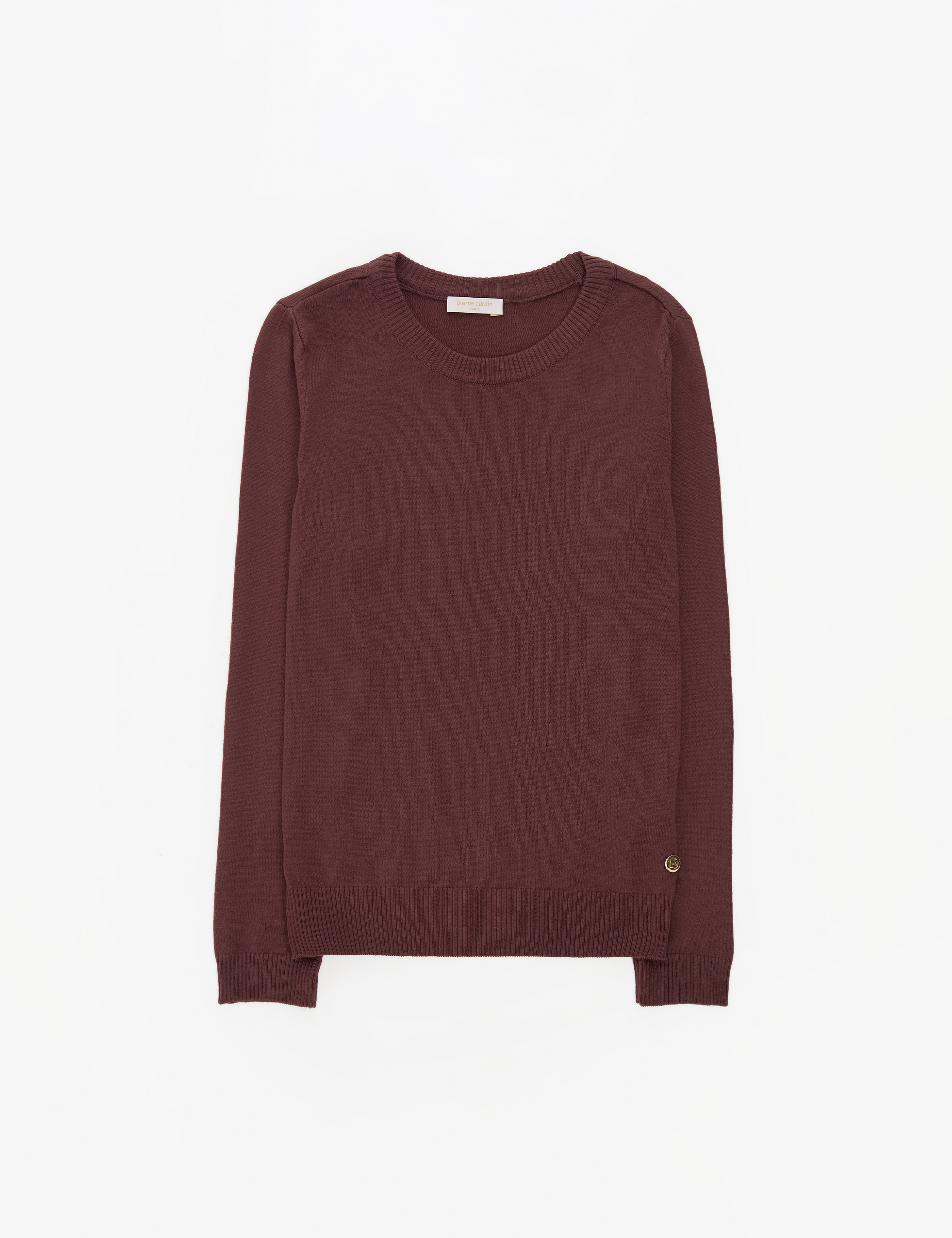 Kahverengi Slim Fit Bisiklet Yaka Basic Kazak - Image 6