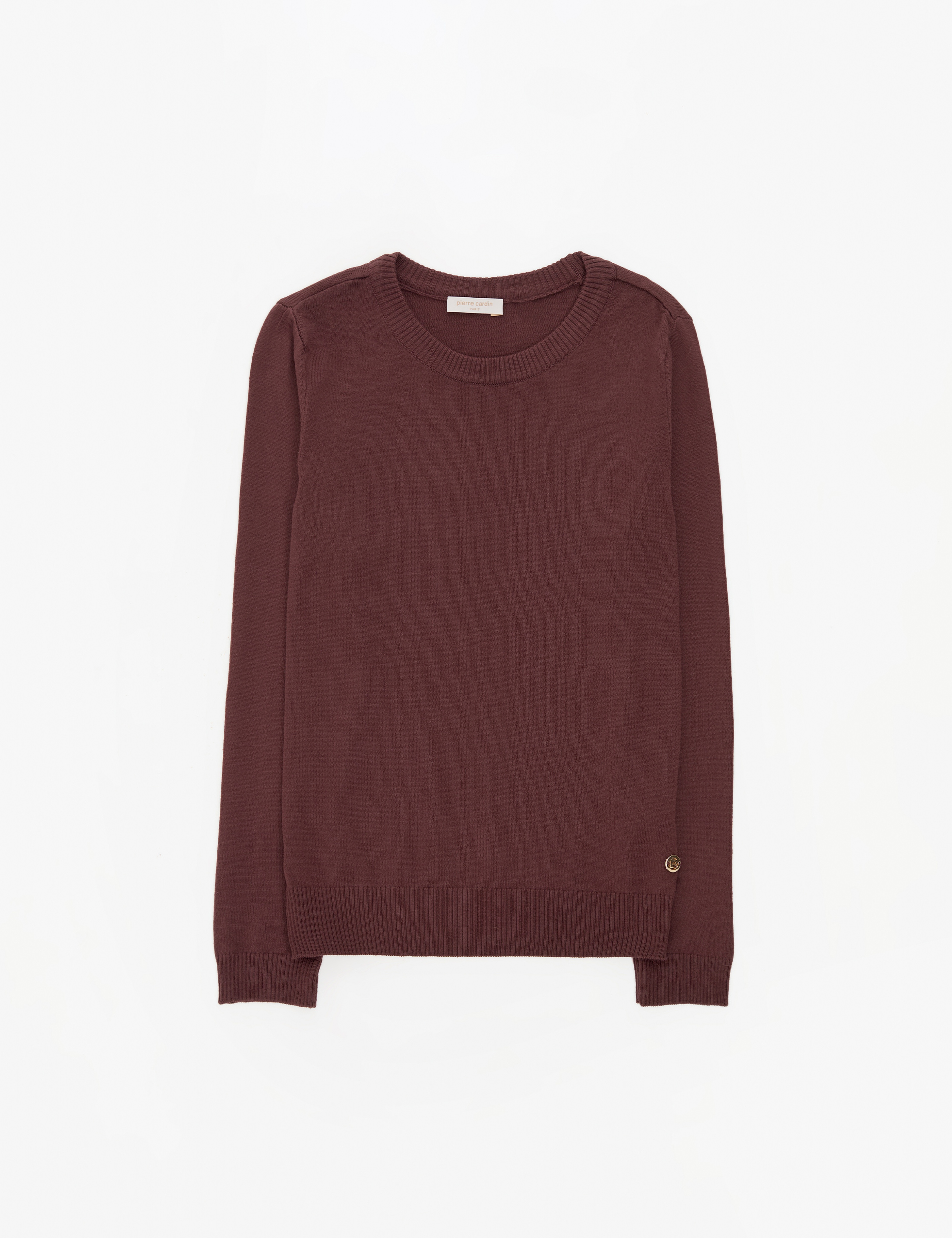 Kahverengi Slim Fit Bisiklet Yaka Basic Kazak