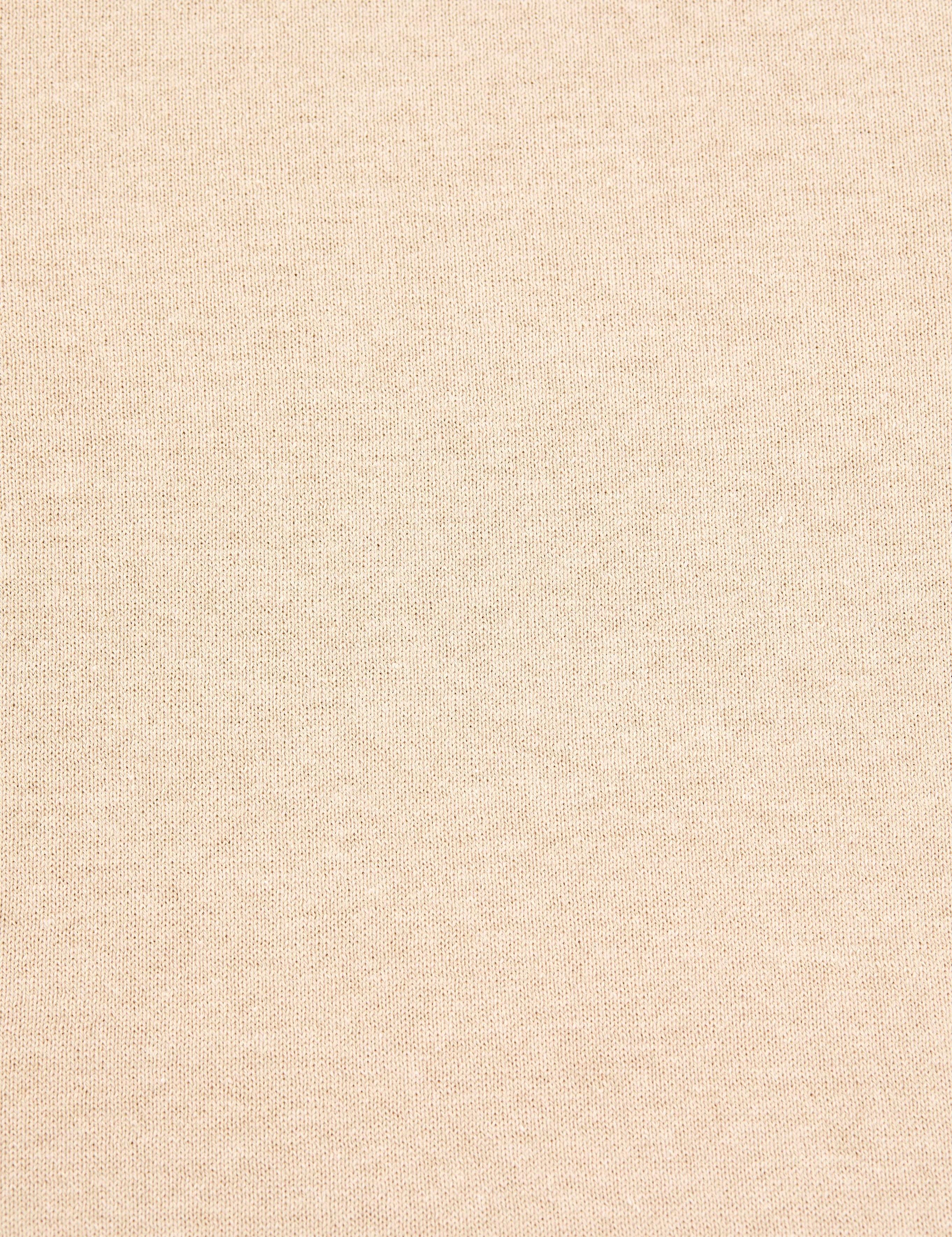 Bej Slim Fit Bisiklet Yaka Basic Kazak