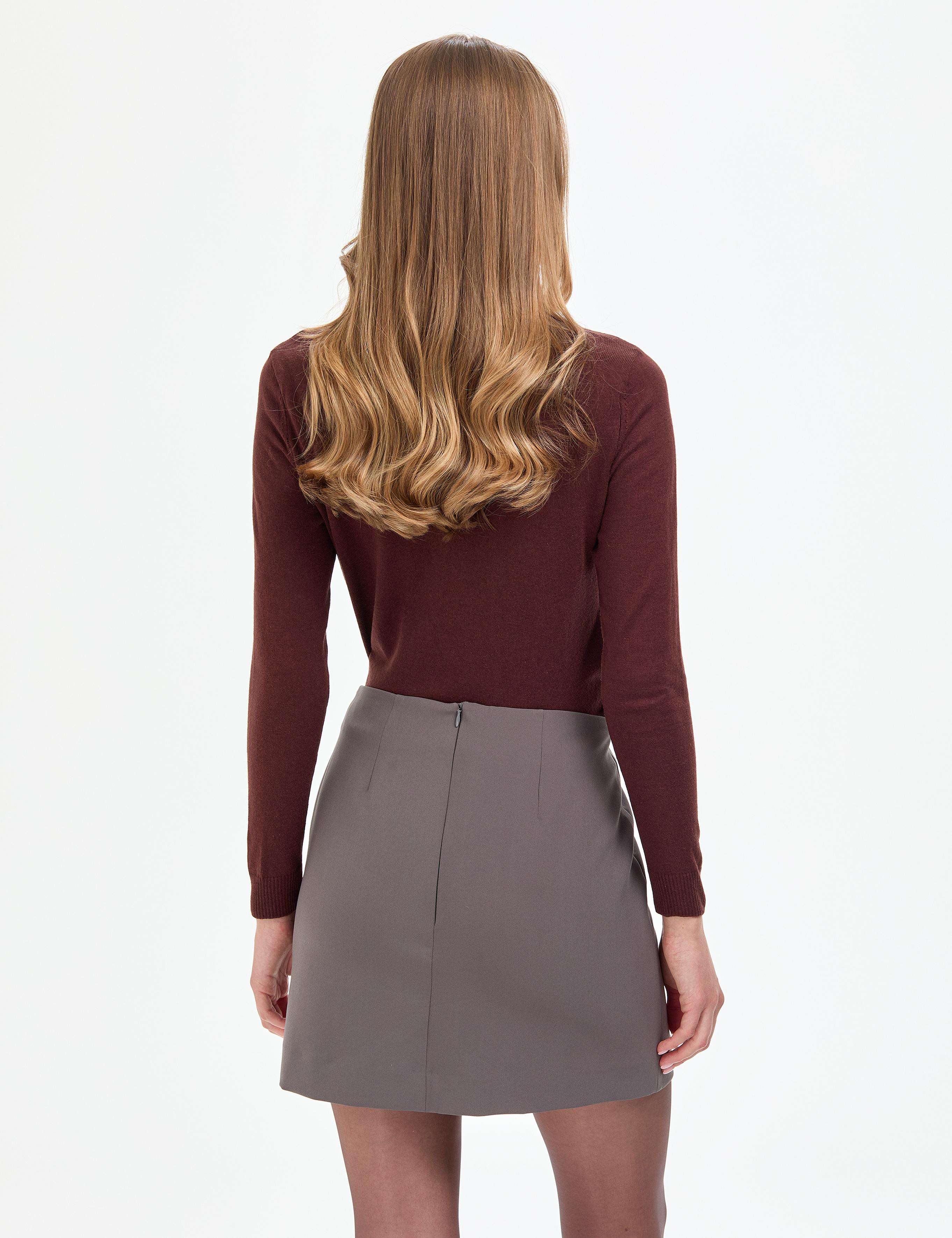 Kahverengi Slim Fit Yarım Balıkçı Yaka Basic Kazak