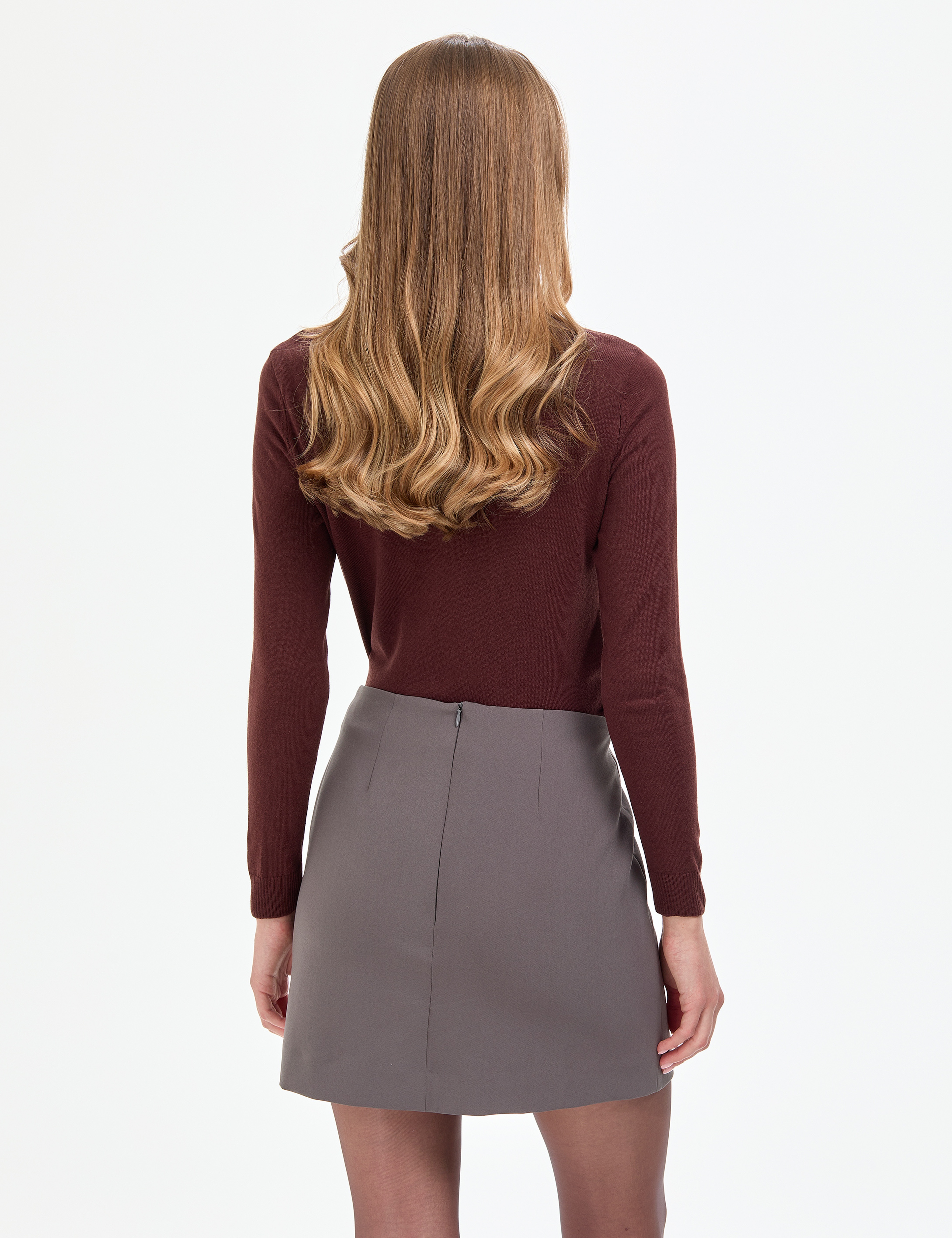Kahverengi Slim Fit Yarım Balıkçı Yaka Basic Kazak - Image 5