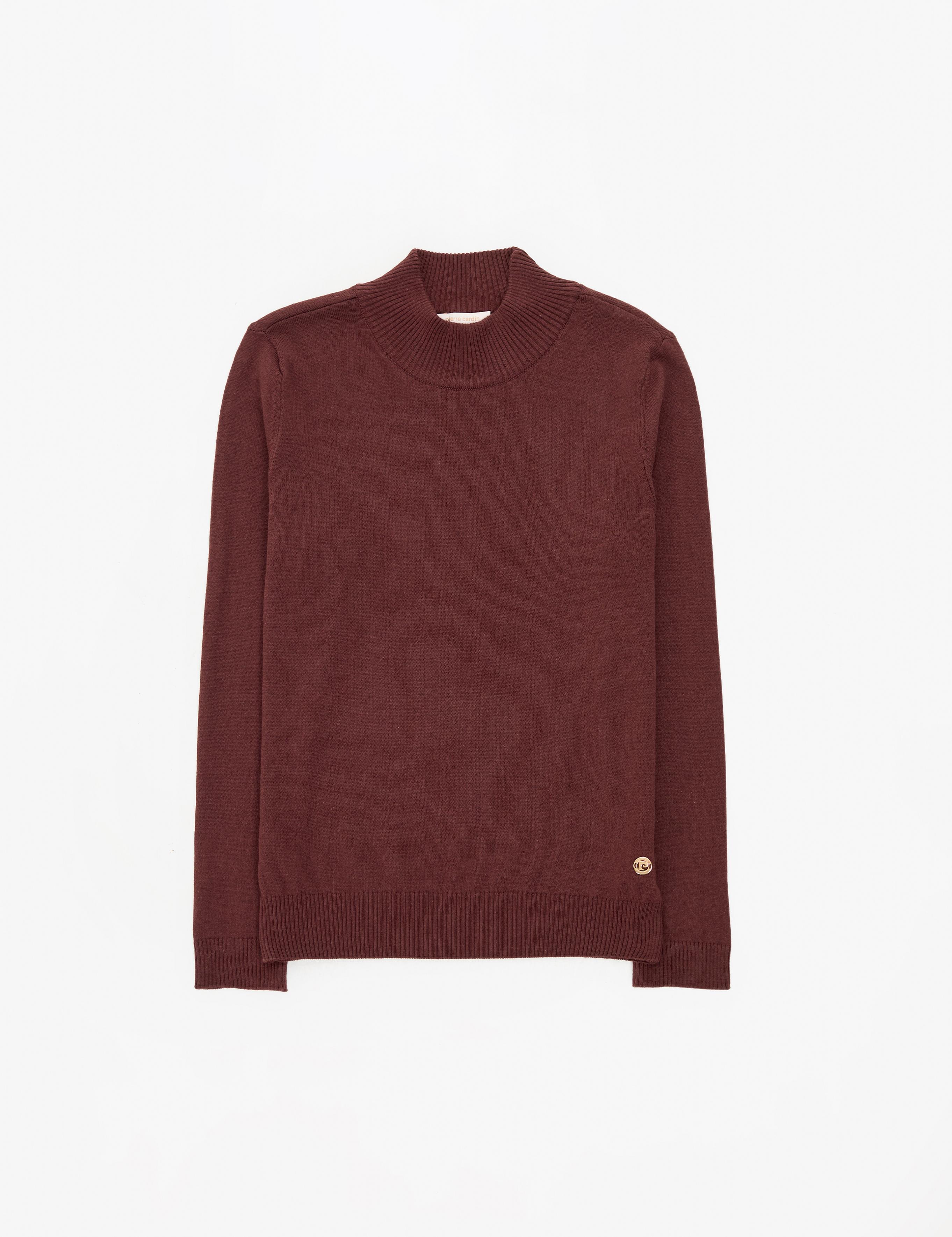 Kahverengi Slim Fit Yarım Balıkçı Yaka Basic Kazak