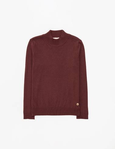 Kahverengi Slim Fit Yarım Balıkçı Yaka Basic Kazak