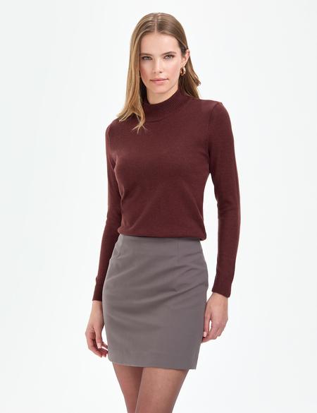 Kahverengi Slim Fit Yarım Balıkçı Yaka Basic Kazak - 50315768059