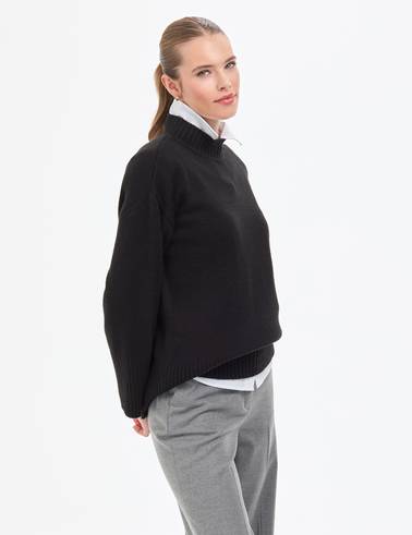 Siyah Comfort Fit Yarım Balıkçı Kazak