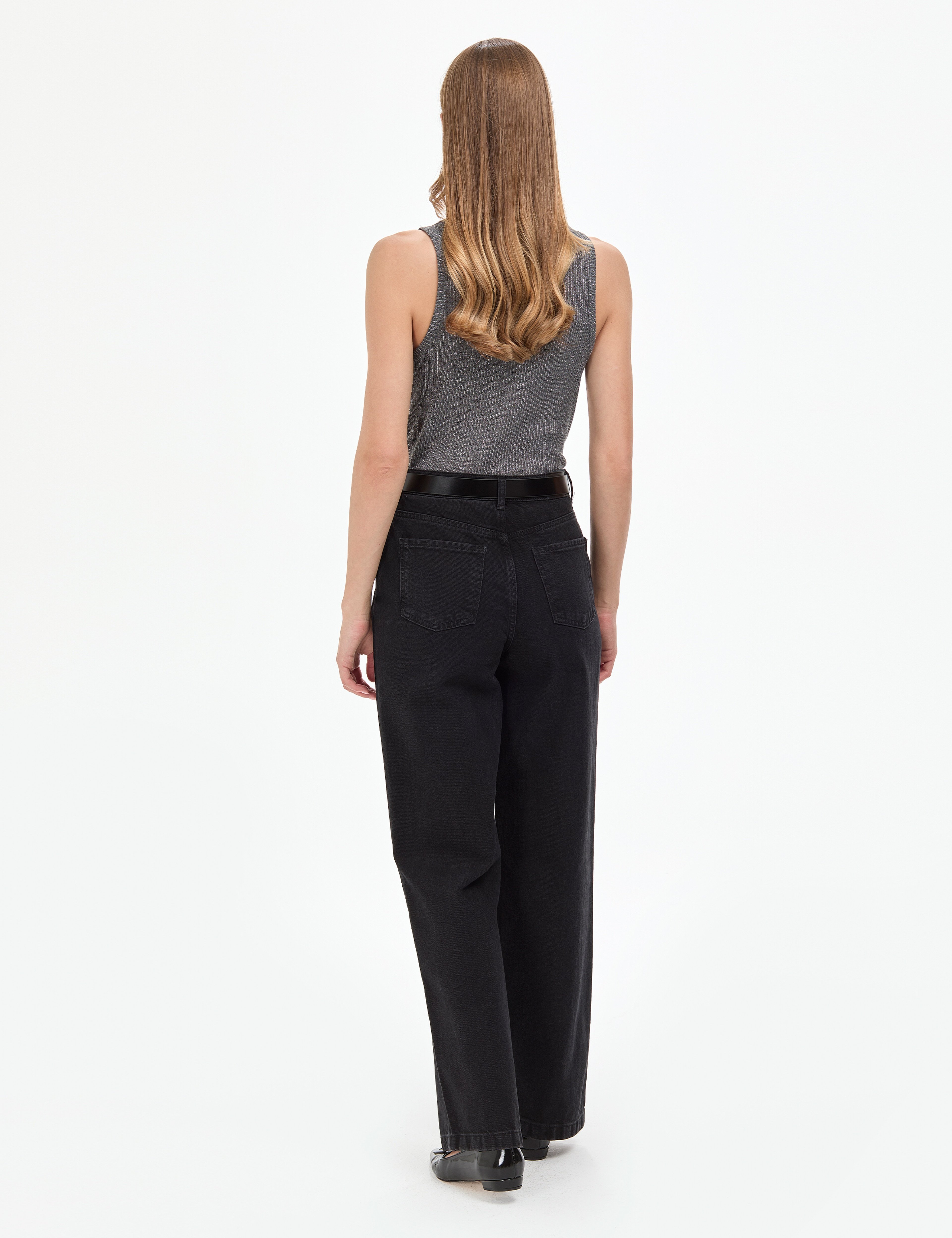 Siyah Loose Fit Jean Pantolon