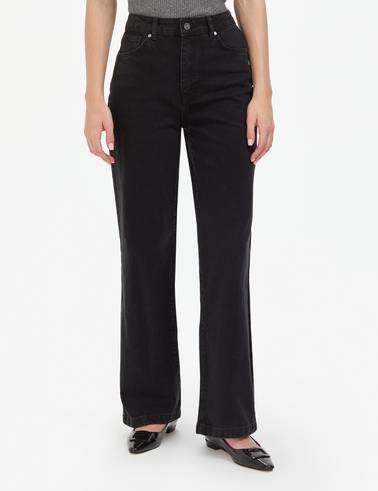 Siyah Loose Fit Jean Pantolon