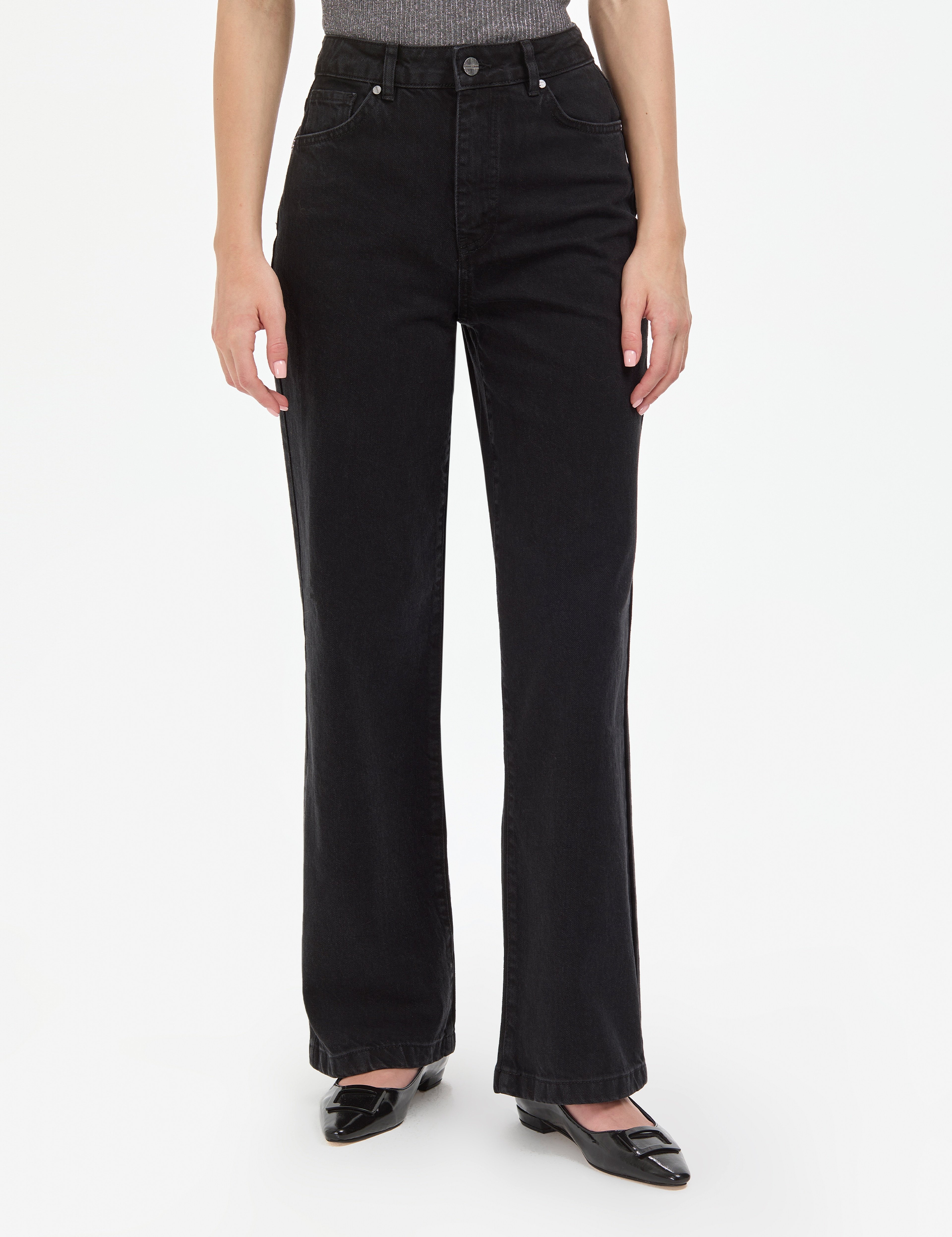 Siyah Loose Fit Jean Pantolon - Image 2