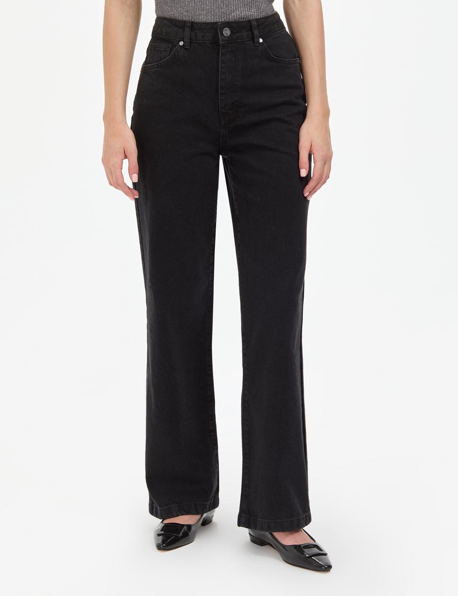 Siyah Loose Fit Jean Pantolon