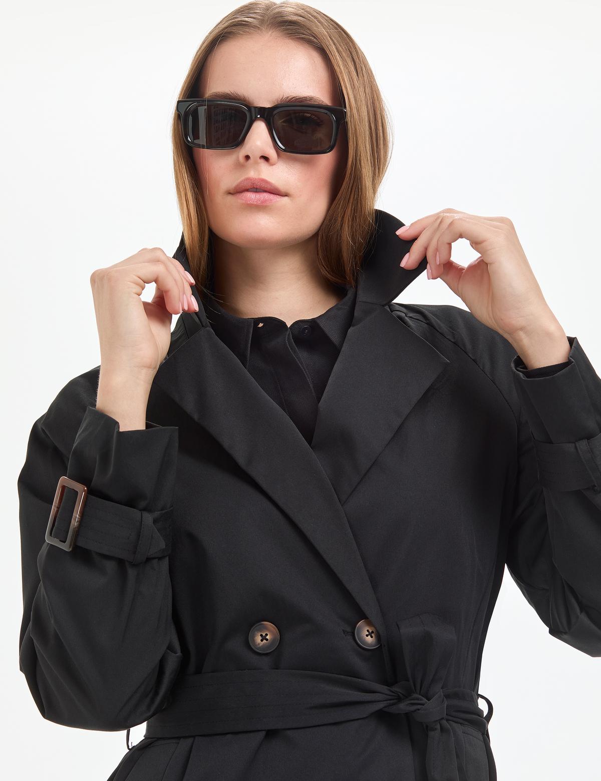 Siyah Kemerli Trençkot - 50314043010