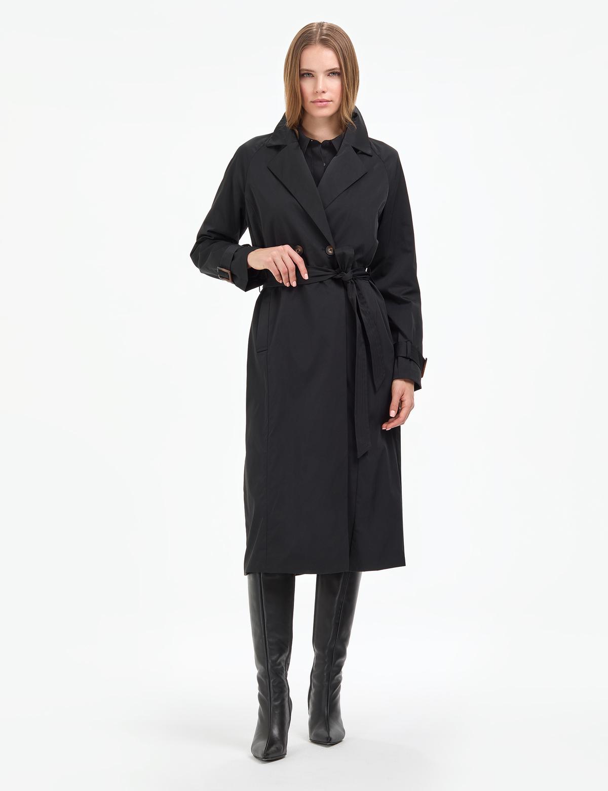 Siyah Kemerli Trençkot