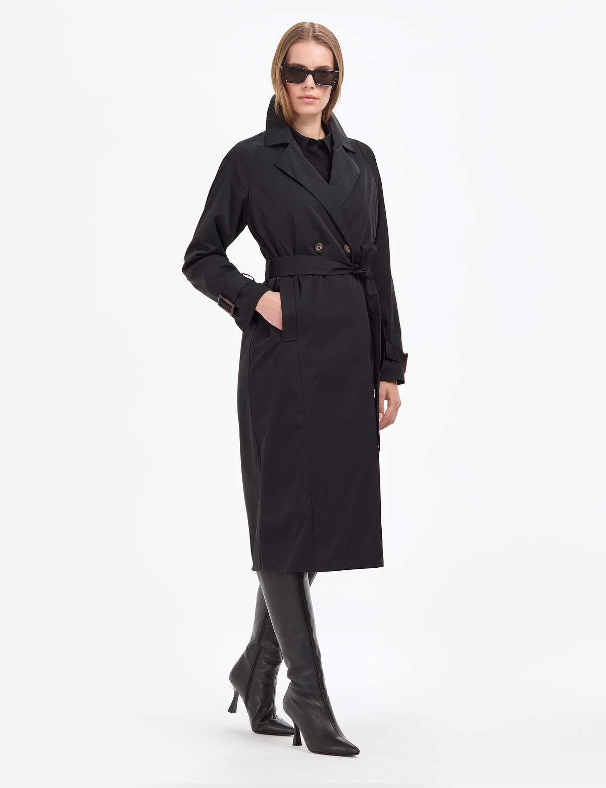 Siyah Kemerli Trençkot - 50314043010