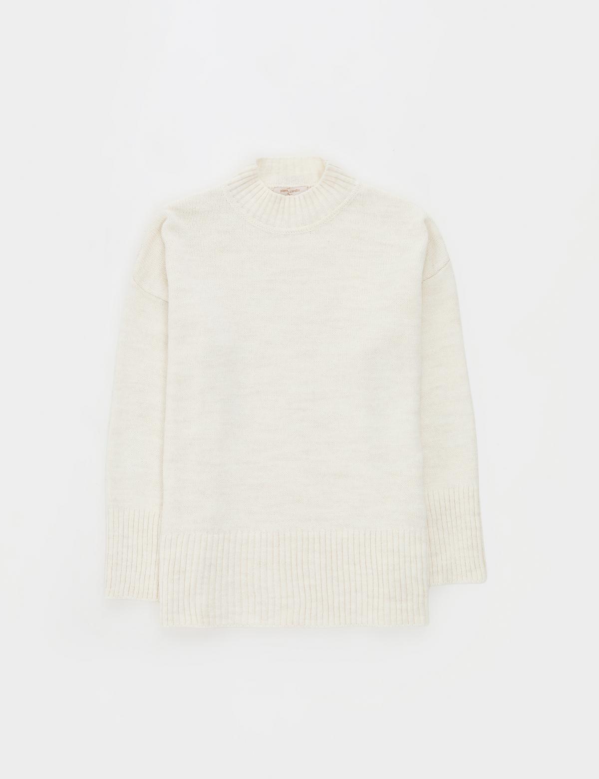 Ekru Comfort Fit Yarım Balıkçı Kazak - 50310958022