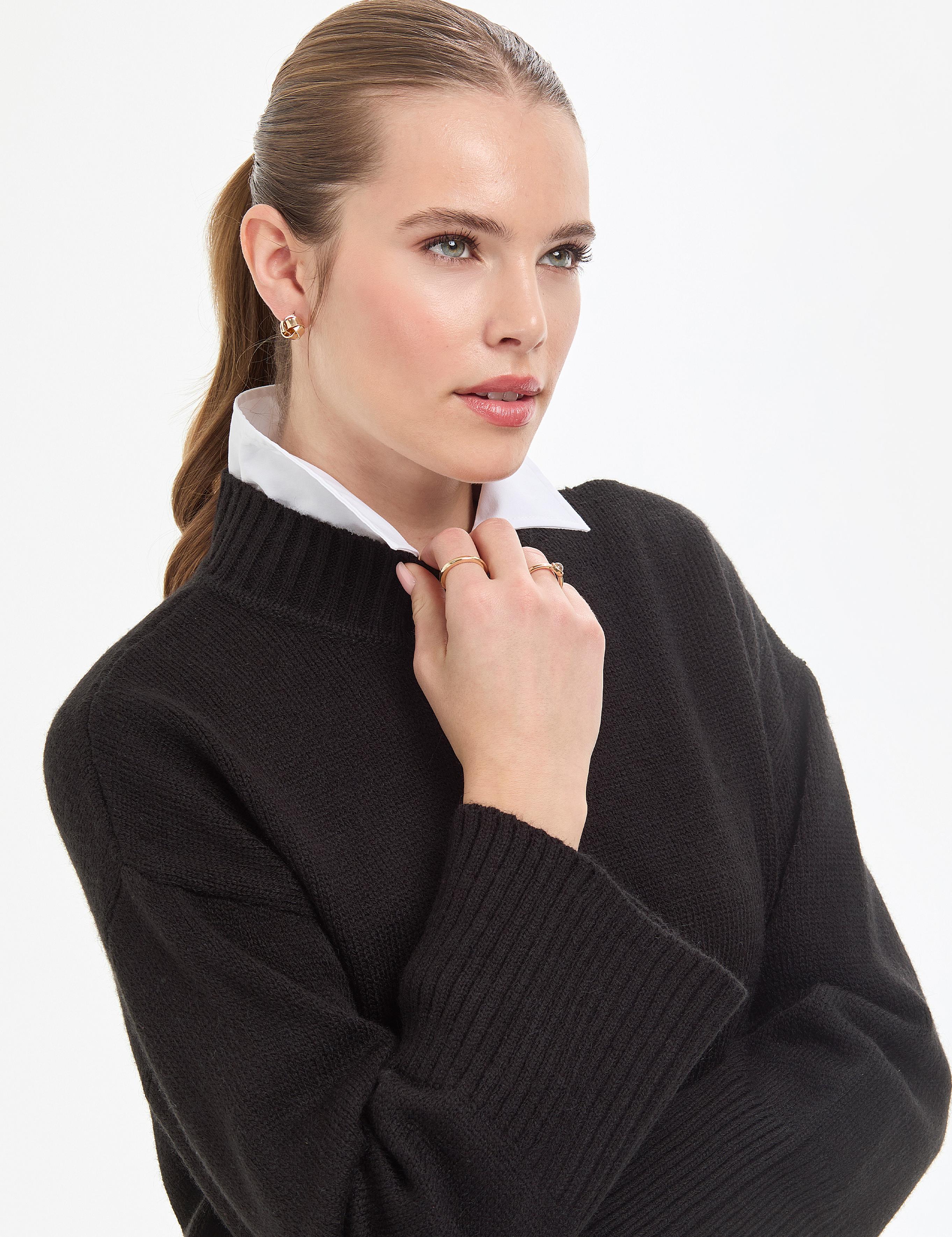 Siyah Comfort Fit Yarım Balıkçı Kazak