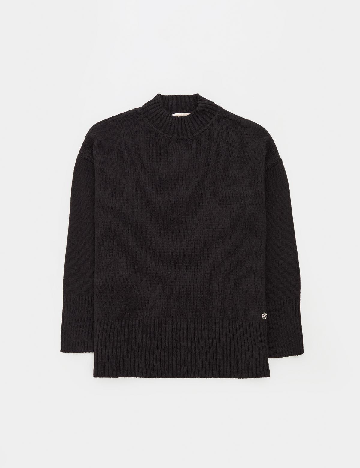 Siyah Comfort Fit Yarım Balıkçı Kazak - 50310958029