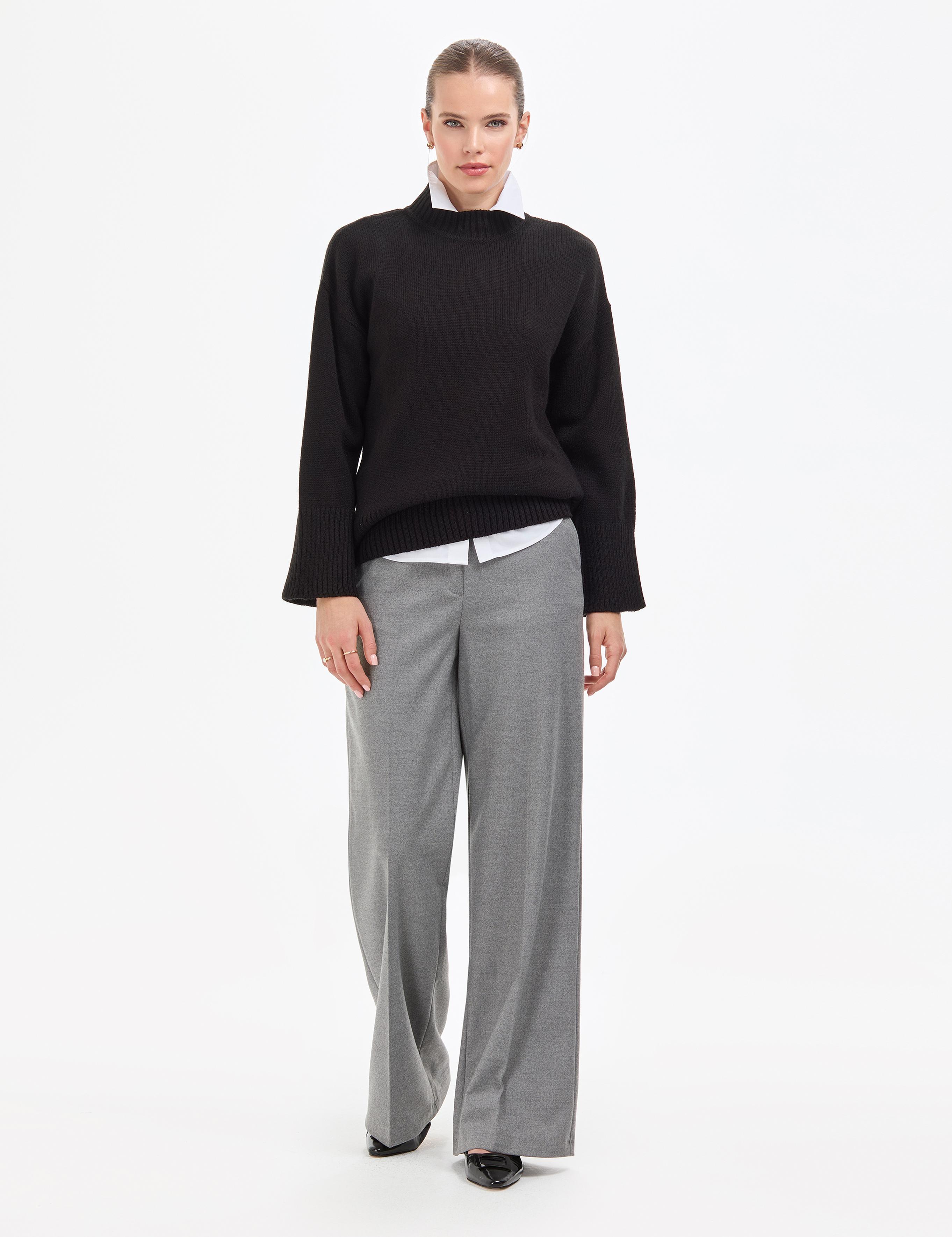 Siyah Comfort Fit Yarım Balıkçı Kazak