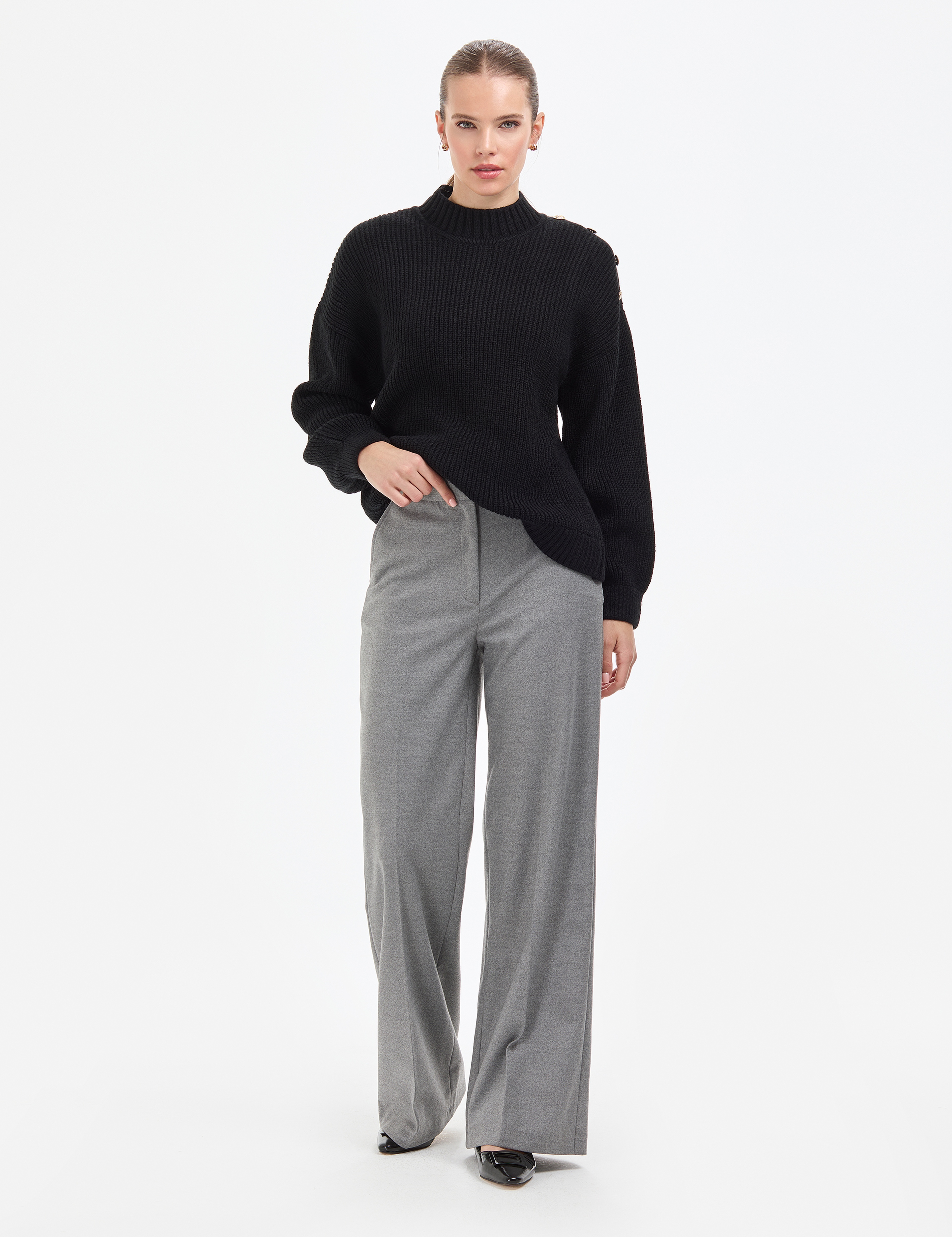 Siyah Comfort Fit Yarım Balıkçı Kazak - Image 4