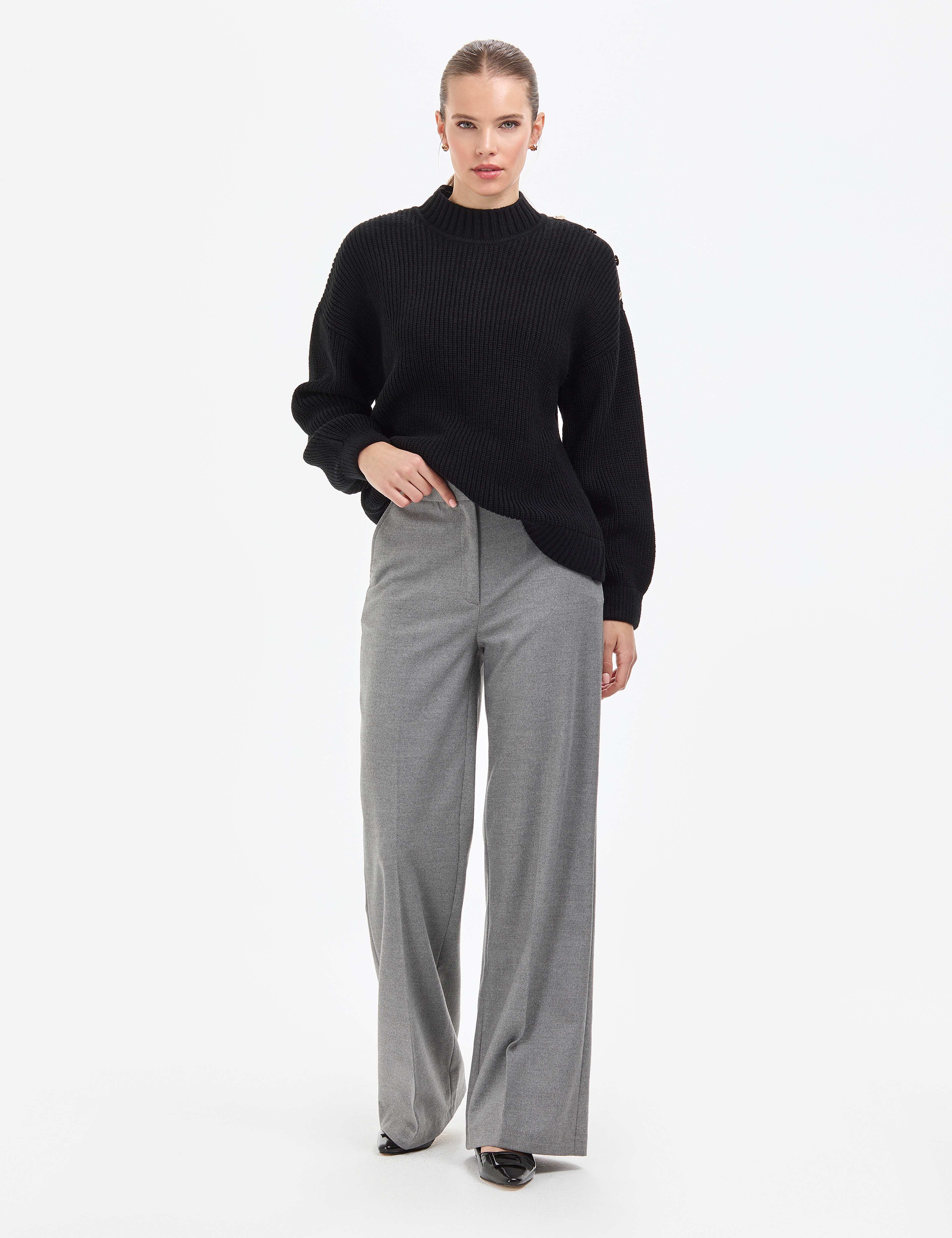 Siyah Comfort Fit Yarım Balıkçı Kazak