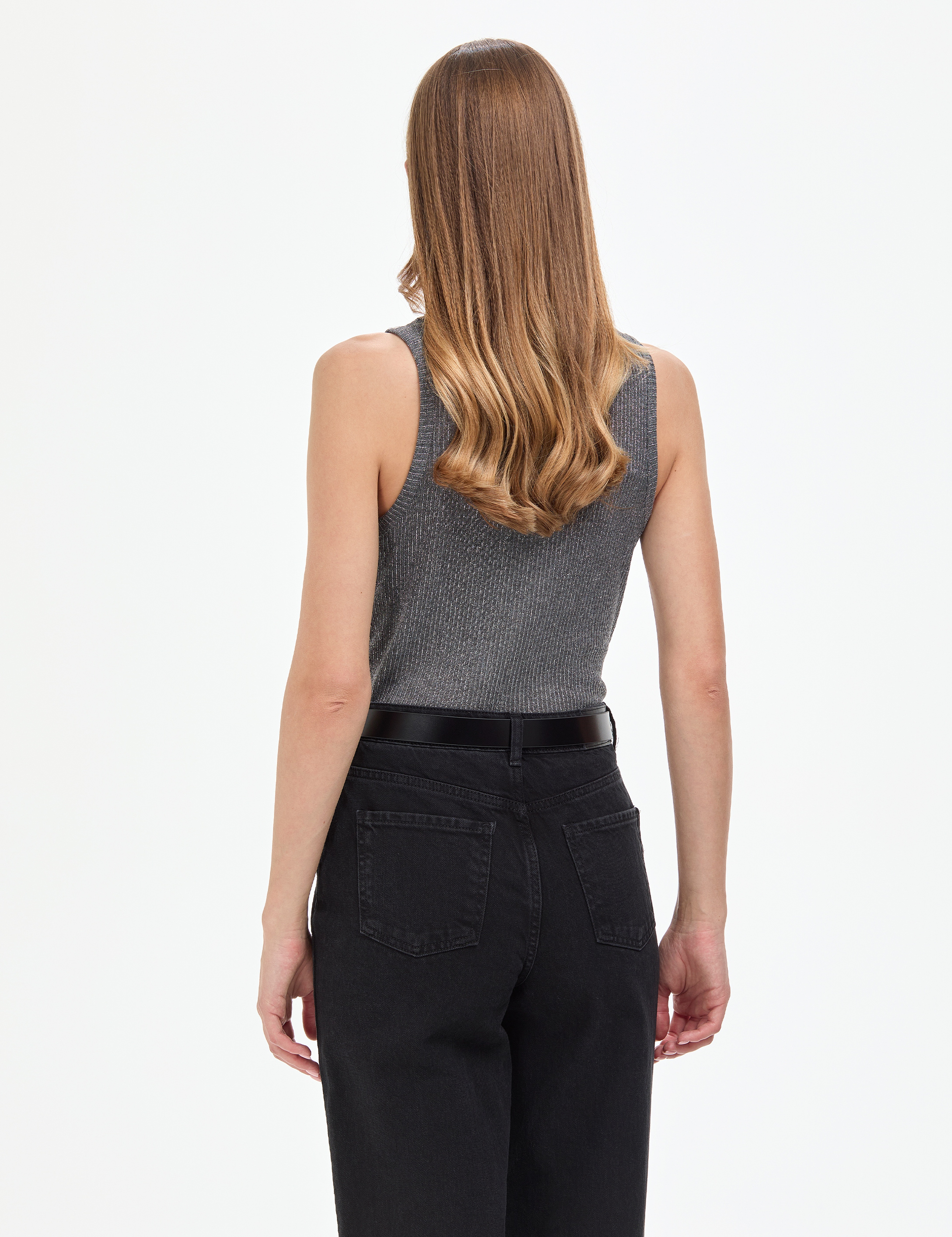 Gri Extra Slim Fit Örme Bluz - Image 5