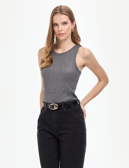 Gri Ex. Slim Fit Örme Bluz - 50309145019