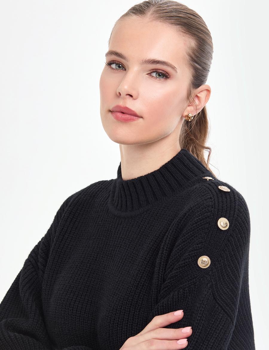 Siyah Comfort Fit Yarım Balıkçı Kazak